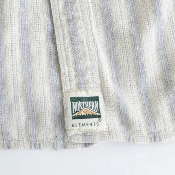 Vintage 90'S Northern Elements Cream & Blue Stripe Button Up Shirt Size XL (5) - Picture 5 of 10